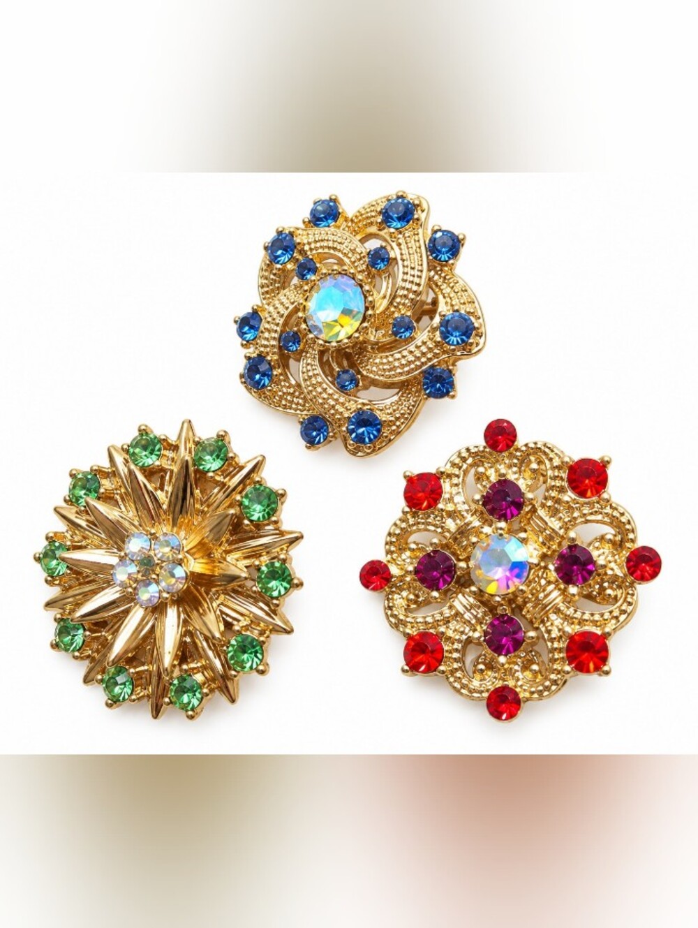 14kt Gold Crystal broach set
